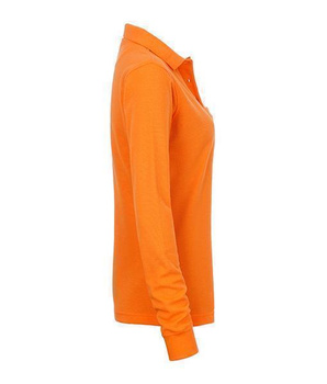 Damen Arbeits Langarm Poloshirt mit Brusttasche ~ orange 4XL