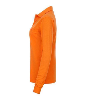 Damen Arbeits Langarm Poloshirt mit Brusttasche ~ orange 4XL