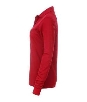 Damen Arbeits Langarm Poloshirt mit Brusttasche ~ rot 3XL