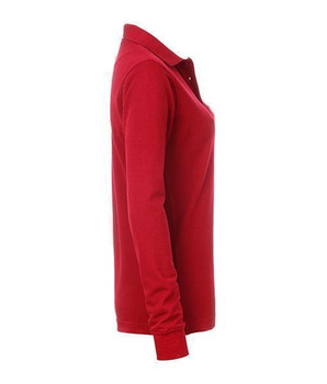 Damen Arbeits Langarm Poloshirt mit Brusttasche ~ rot 4XL