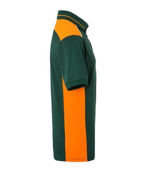 Herren Arbeits Poloshirt mit Kontrast Level 2 ~ dunkelgrün/orange 5XL
