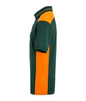 Herren Arbeits Poloshirt mit Kontrast Level 2 ~ dunkelgrün/orange 5XL