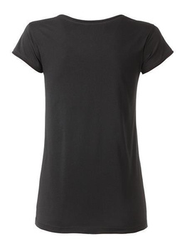 Damen T-Shirt mit stylischem Rollsaum ~ schwarz XS