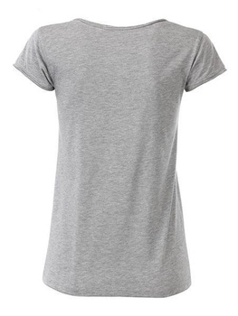 Damen T-Shirt mit stylischem Rollsaum ~ grau-heather S