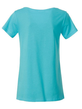Tailliertes Damen T-Shirt aus Bio-Baumwolle ~ pazifikblau XL
