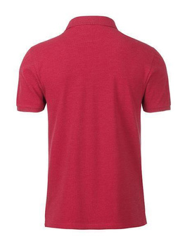 Herren Basic Poloshirt aus Bio Baumwolle ~ karmin-rot-melange S