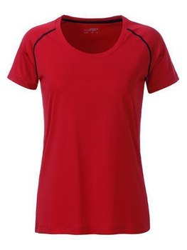 Damen Funktions-Sport T-Shirt ~ rot/schwarz XS