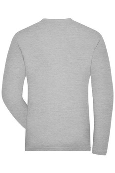 Herren BIO Stretch Langarm T-Shirt - JN1804 SOLID - ~ grau-heather S