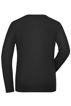Damen BIO Stretch Langarm T-Shirt - JN1803 ~ schwarz XS